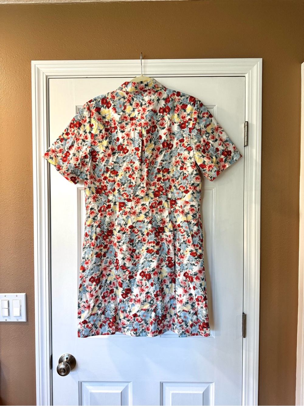 J. Crew Floral Short-Sleeve Button-Down Shirtdress - Red, Blue & Yellow - Picture 3 of 5